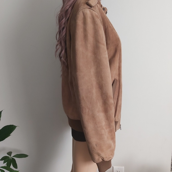 Members Only by Europe Craft suede leather bomber jacket camel tan unisex - Picture 8 of 16